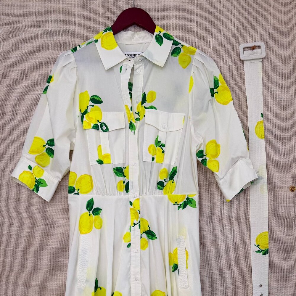 Long Spring Belted Lemon Dress - Essentiel Antwerp